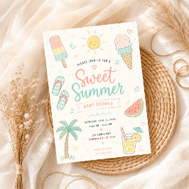 Söt sommarfest Tropisk handritad baby shower Inbjudningar