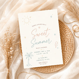 Söt sommarfest Tropisk handritad baby shower Inbjudningar