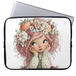 SÖT SOMMARFlicka MED BLOMMOR OCH FRUKTER Laptop Fodral