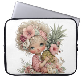 SÖT SOMMARFlicka MED BLOMMOR OCH FRUKTER Laptop Fodral