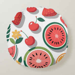 Söt sommarfrukt Dekorativ kuddcover Rund Kudde