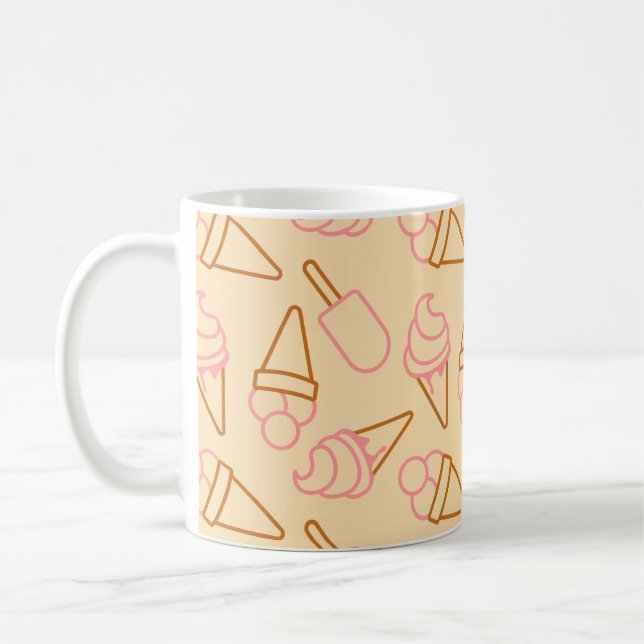 Söt sommarmat med konturer av glass kaffemugg (Vänster)