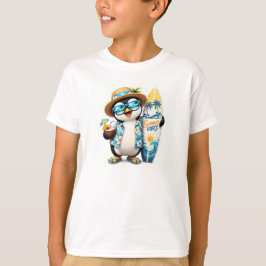Söt sommarpingvin surfingstämning barn t-shirt
