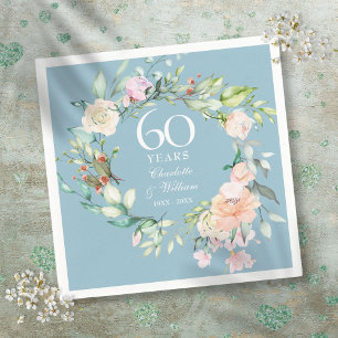 Söt sommarrosgarland 60-års / 75-års jubileum pappersservett