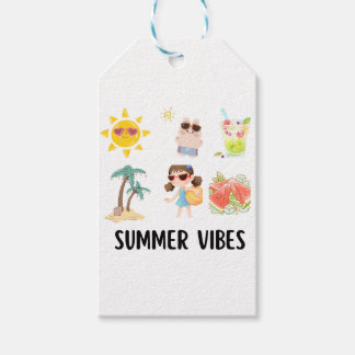 söt sommarstämning t-shirt för barn. presentetikett