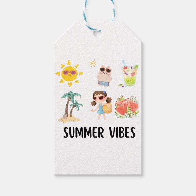 söt sommarstämning t-shirt för barn. presentetikett (Framsidan)