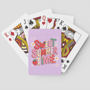 Söt sommartid Coquette jordgubbs retro strand Casinokort