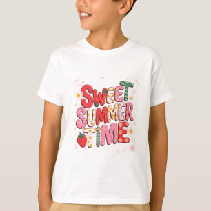Söt sommartid Coquette Jordgubbs Retro Strand T Shirt