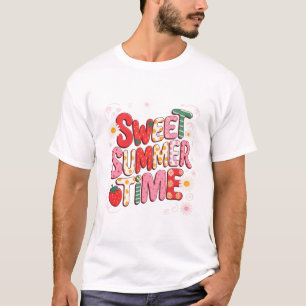 Söt sommartid Coquette jordgubbs retro strand  T Shirt