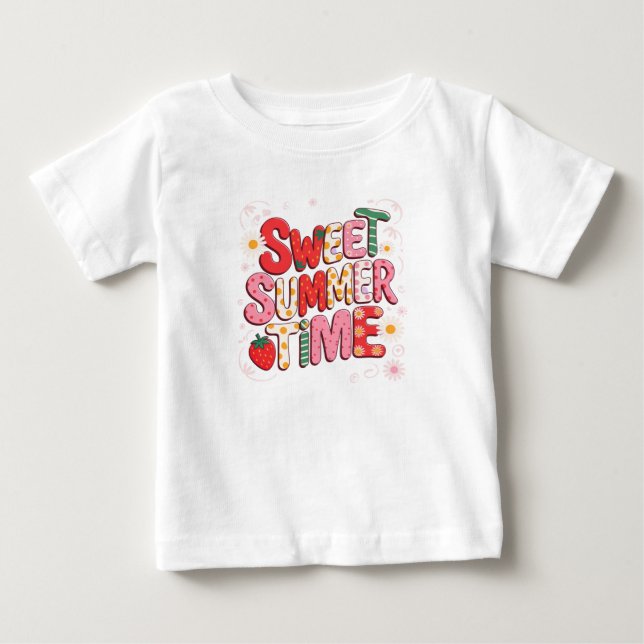 Söt sommartid Coquette jordgubbs retro strand  T Shirt (Framsida)