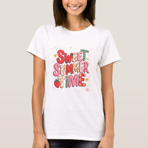 Söt sommartid Coquette jordgubbs retro strand  T Shirt