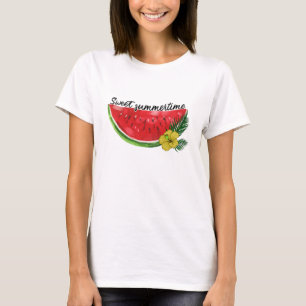 Söt sommartid Vattenfärgning Vattenmelon T Shirt