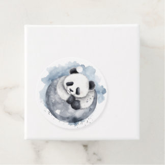 Söt Sömnig Akvarell Panda Gåvor Etiketter