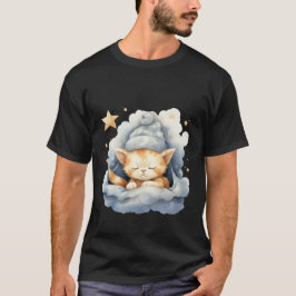 Söt Sömnig Katt Moln Vinter Hatt Drömmig Konst ✨🐾 T Shirt