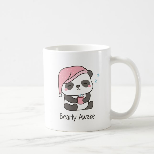 Söt sömnig panda knappt vaken humor kaffemugg (Höger)