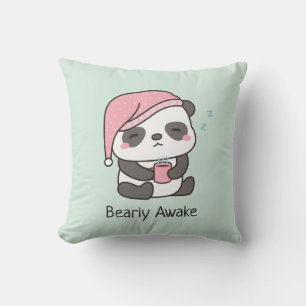 Söt sömnig panda knappt vaken Puns tryckkudde Kudde