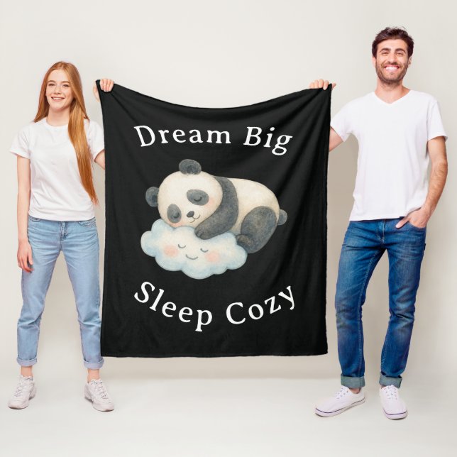 Söt sömnig panda på moln akvarell fleecefilt (På plats)