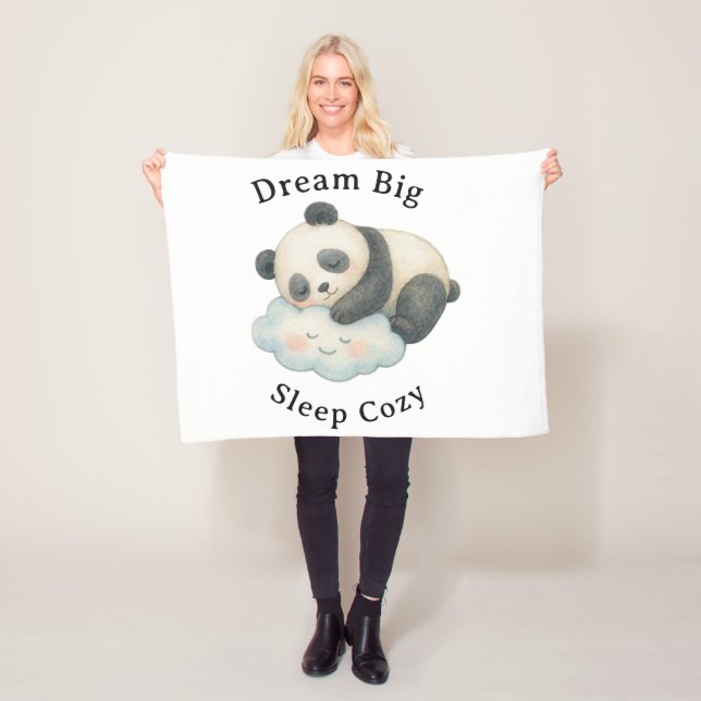 Söt sömnig panda på moln akvarell fleecefilt (På plats)