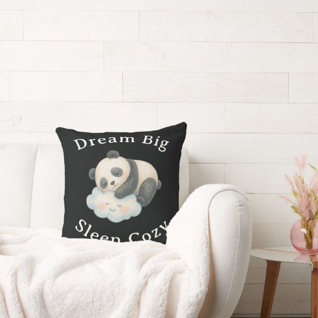 Söt sömnig panda på moln i akvarell kudde (Soffa)