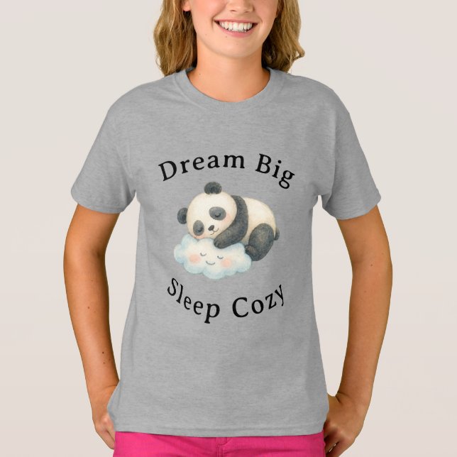 Söt sömnig panda på moln i akvarell t shirt (Framsida)