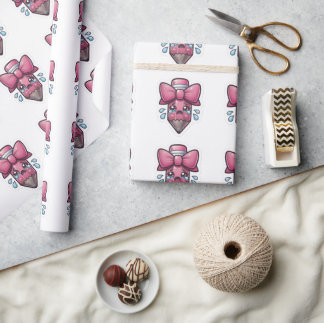 Söt sorglig penna med rosa rosett utskuren dekal - presentpapper