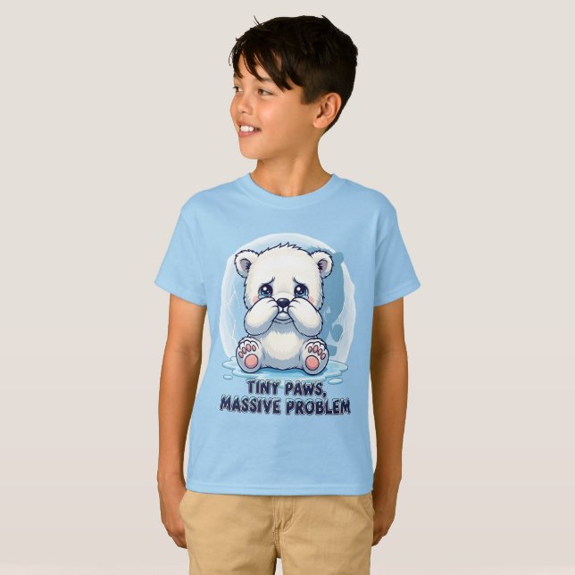 Söt sorgsen isbjörnunge små tassar massivt problem t shirt (Hel framsida)