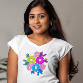 Söt söt blommor chic färgstark t shirt
