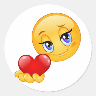 söt söt emoji kärlek hjärtan kyss klassisk rund runt klistermärke