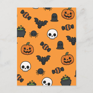 Söt Söt Halloween Mönster Orange Skräcklig Pumpa Vykort