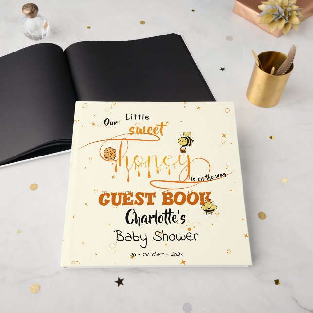 Söt Söt Honung & Kawaii Ögon Text Baby Shower Gästböcker (Framsidan öppen)