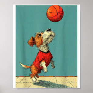 Söt Söt Hund Sport Rolig Basket Poster