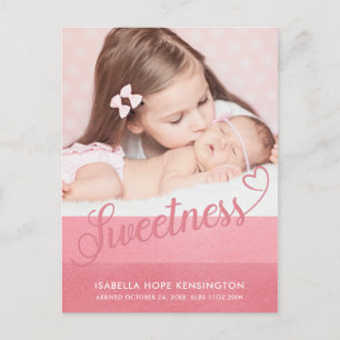 Söt sötnos valentin typografi baby födelse foto meddelande vykort