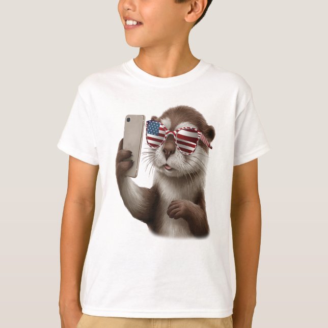 Söt sotter med amerikanska flagga t shirt (Framsida)