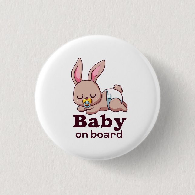 Söt sovande babyman "Baby ombord" Bil Knapp (Framsida)