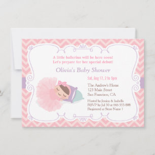 Söt sovande ballerina babyflicka shower inbjudningar