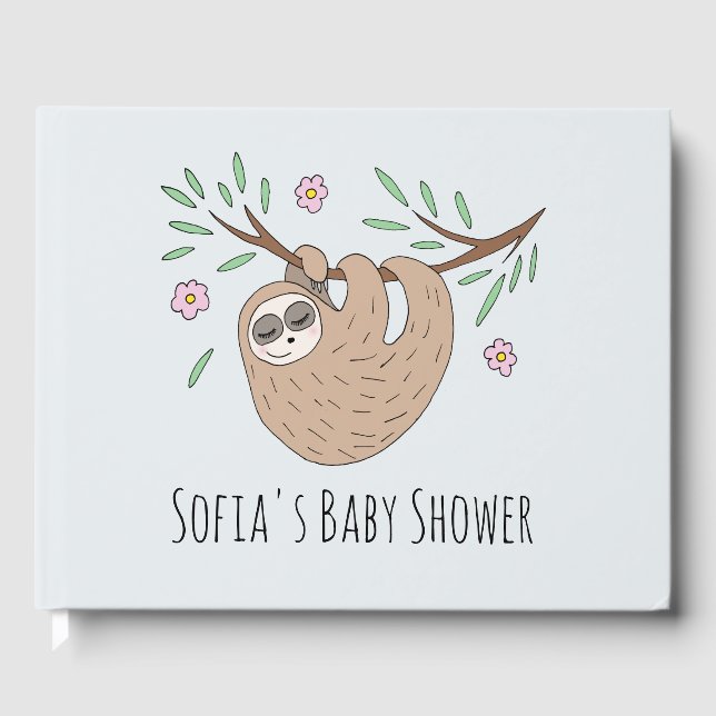 Söt sovande dovhjort djur och namn baby shower gästböcker (Framsida)
