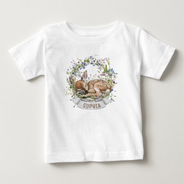 Söt sovande dovhjort vår t shirt (Framsida)