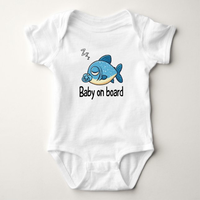 Söt sovande fisk med napp | Bebis ombord T Shirt (Framsida)