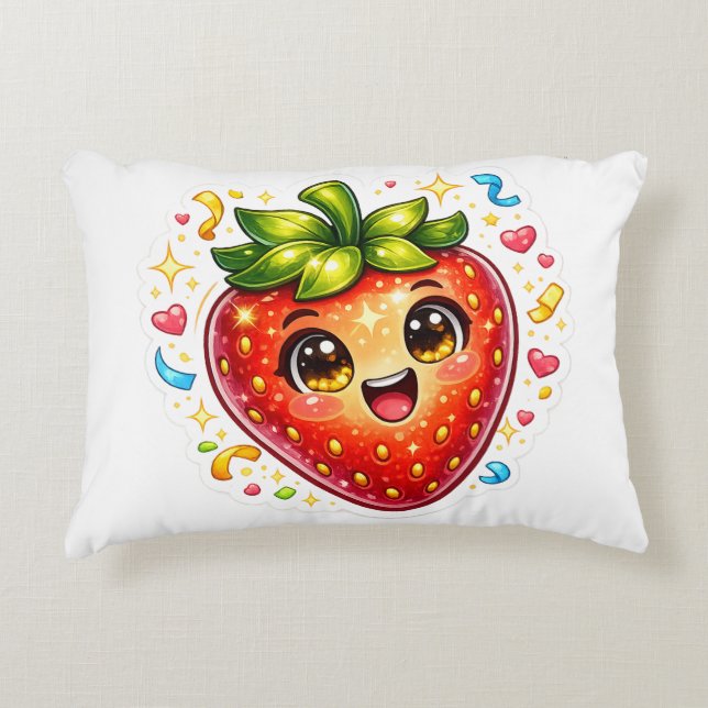 Söt Sövande Jordgubbs-T-Shirt | Kawaii Frukt Prydnadskudde (Framsidan)