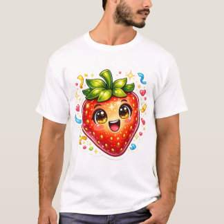 Söt Sövande Jordgubbs-T-Shirt | Kawaii Frukt T Shirt
