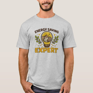 Söt sovande katt energibesparande expert rolig lam t shirt