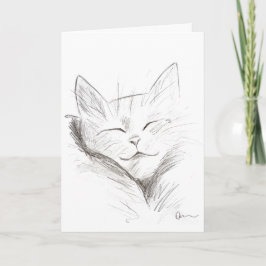 Söt sovande katt gratulationskort kort