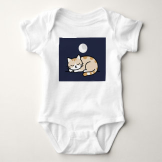 Söt sovande katt måne baby bodysuit t shirt