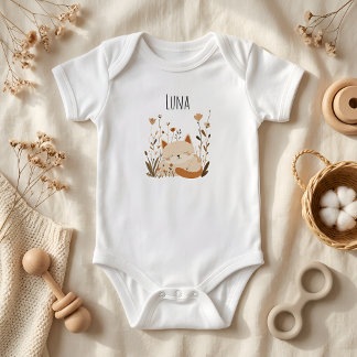 Söt sovande kattunge blomsteranpassad babybodysuit t shirt
