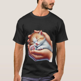 Söt sovande kattunge i händer Liten calicokatt ✨ T Shirt