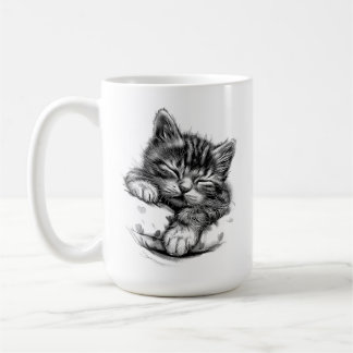 Söt sovande kattunge kaffemugg