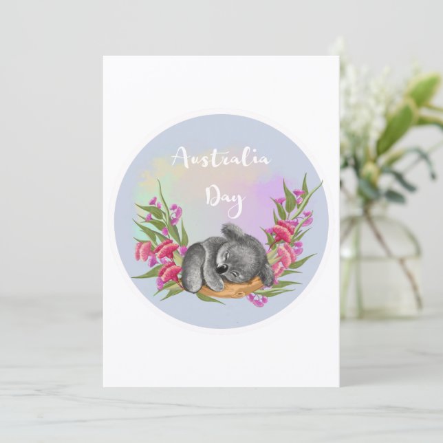 Söt sovande koala akvarell Australien dag hälsning Inbjudningar (Stående Fram)