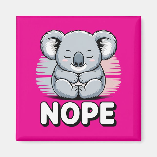 Söt sovande koala ”Nej” Rolig tecknad film Magnet (Framsidan)