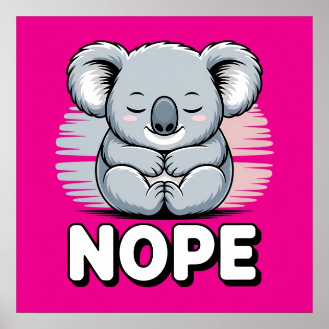 Söt sovande koala ”Nej” Rolig tecknad film Poster (Framsidan)