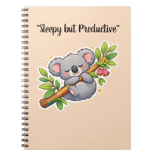 Söt sovande koala på eukalyptusgren Kawaii Anteckningsbok (Framsidan)